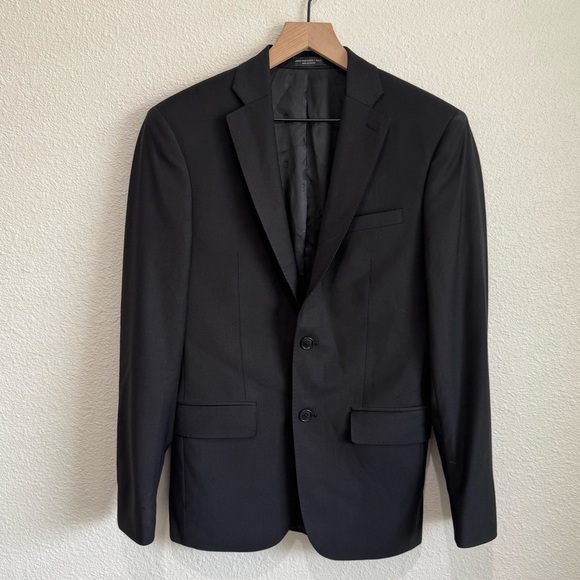 John Varvatos Mens Blazer Sport Coat 36S Black Wool Two Button Jacket USA Preppy - Picture 1 of 13